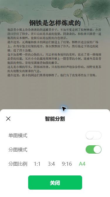 猫制图 iPhone SE 移动端实际操作:开启分图模式并选择 A4